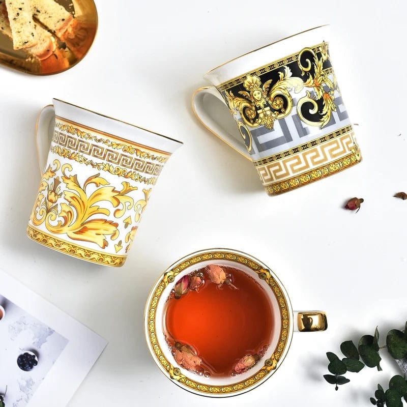 ALDO > Kitchen & Dining > Tableware > Dinnerware Versace Style Luxury Classic Coffee and Tea Ceramic 24 karat Gold Plated Mugs