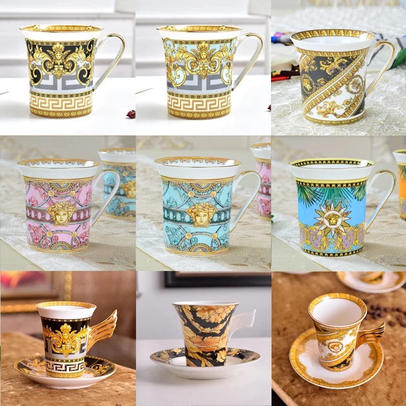 ALDO > Kitchen & Dining > Tableware > Dinnerware Versace Style Luxury Classic Coffee and Tea Ceramic 24 karat Gold Plated Mugs