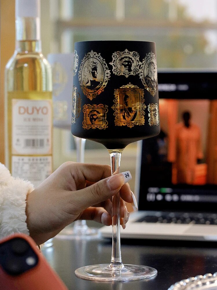 ALDO Kitchen & Dining > Tableware > Drinkware Artwork on the Dining table Unique Romantic Wine Champagne Glass Goblet with Electroplated Coating