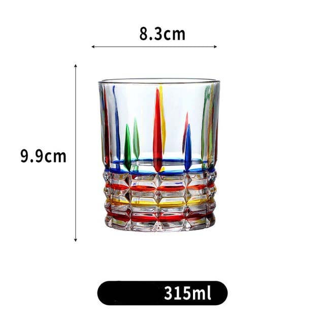 ALDO Kitchen & Dining > Tableware > Drinkware Glass Style 3 / Crystal Lead Free / See Attached Pictures Rainbow Italian Murano Style Luxury Hand Cut and Painted Colorful Stain lead Free Crystal Free Whisky Vodka Cocktail Glasses
