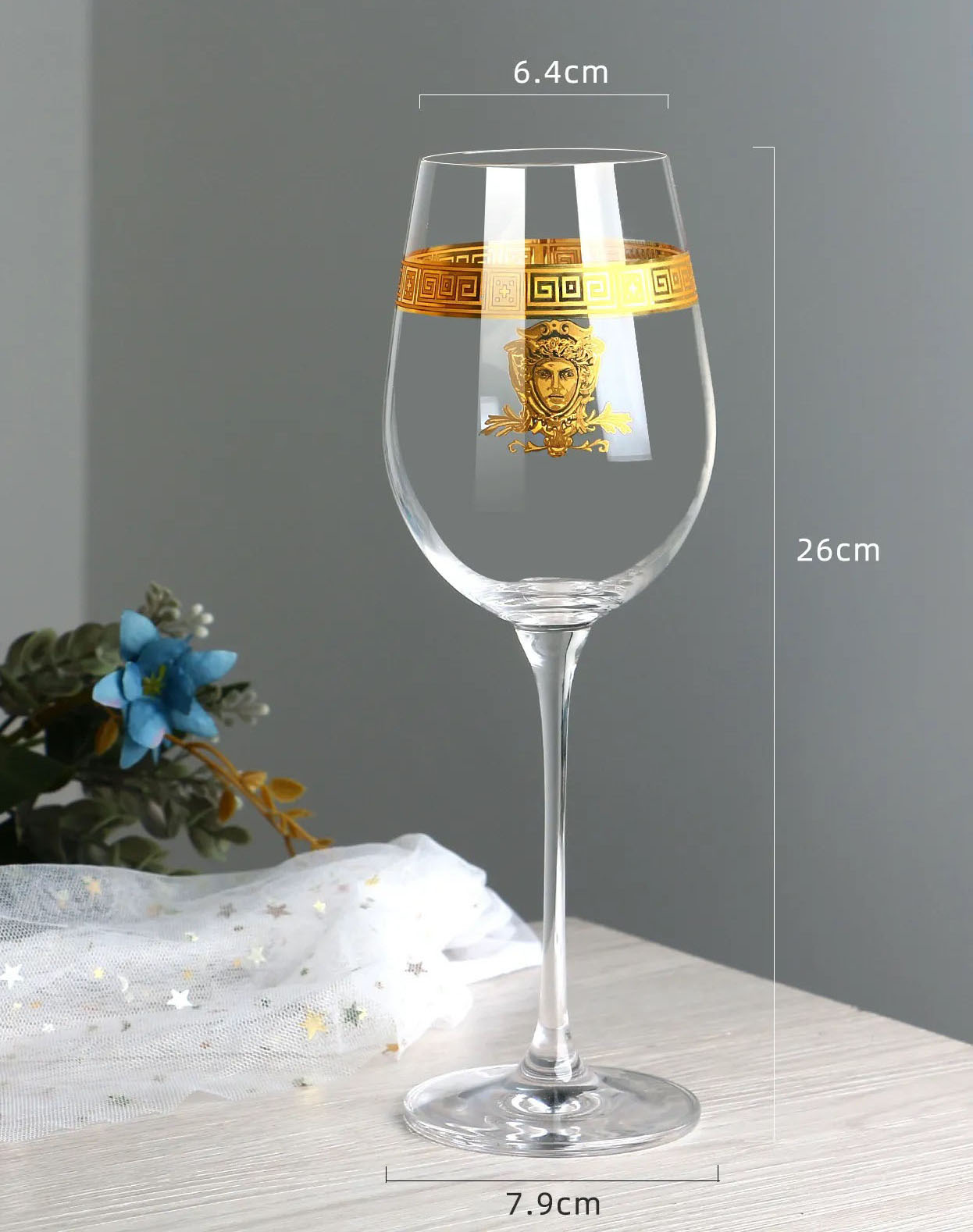 ALDO Kitchen & Dining > Tableware > Drinkware Lead- Free Crystal Luxury Versace Style Hand Cut and Blown 24 Karat Gold Plated Glasses for Whisky Shampaign Vodka Cocktails