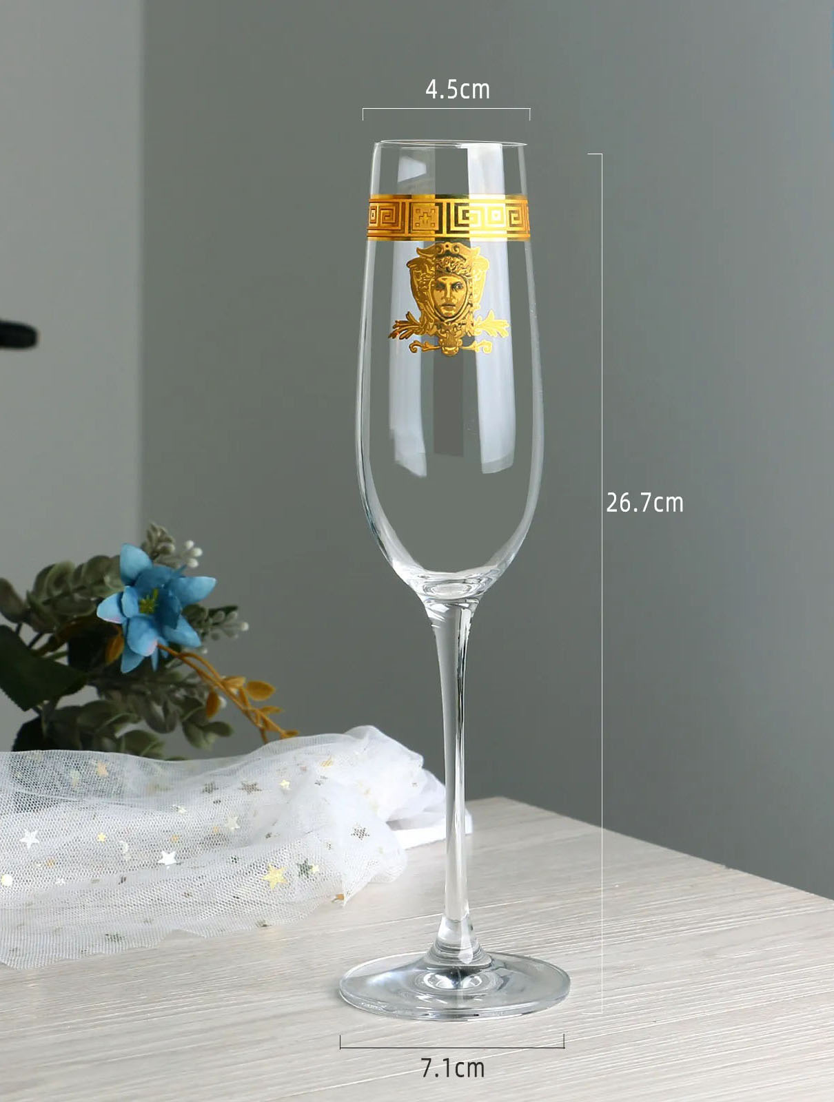 ALDO Kitchen & Dining > Tableware > Drinkware Lead- Free Crystal Luxury Versace Style Hand Cut and Blown 24 Karat Gold Plated Glasses for Whisky Shampaign Vodka Cocktails