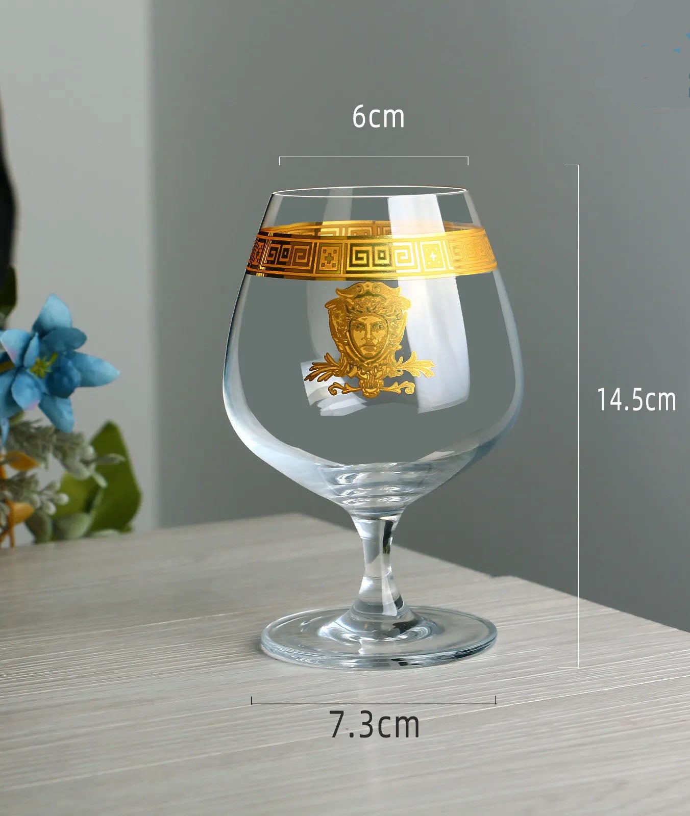 ALDO Kitchen & Dining > Tableware > Drinkware Lead- Free Crystal Luxury Versace Style Hand Cut and Blown 24 Karat Gold Plated Glasses for Whisky Shampaign Vodka Cocktails