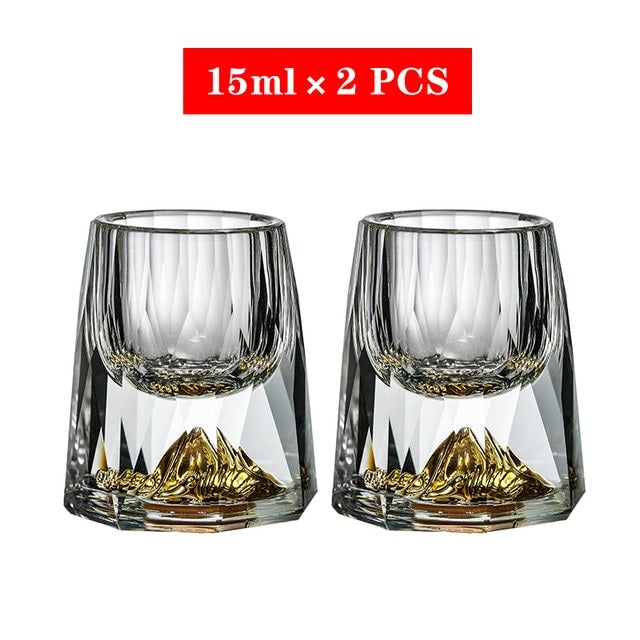 ALDO Kitchen & Dining > Tableware > Drinkware Luxury Lead Free Crystal Glass 24 karat Gold Foil 52 mm x 43 mm / Lead free Crystal / 52 mm x 43 mm / 58 mm x 32 mm Luxury Lead Free Crystal Glass 24 karat Gold Foil Hand Blown Dimond Cut For Whisky Vodka Glasses