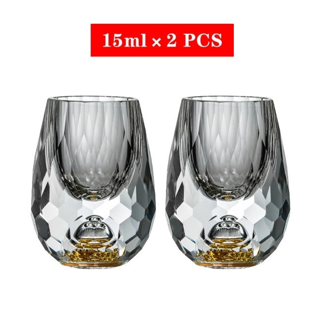 ALDO Kitchen & Dining > Tableware > Drinkware Luxury Lead Free Crystal Glass 24 karat Gold Foil 58 mm x 32 mm / Lead free Crystal / 52 mm x 43 mm / 58 mm x 32 mm Luxury Lead Free Crystal Glass 24 karat Gold Foil Hand Blown Dimond Cut For Whisky Vodka Glasses