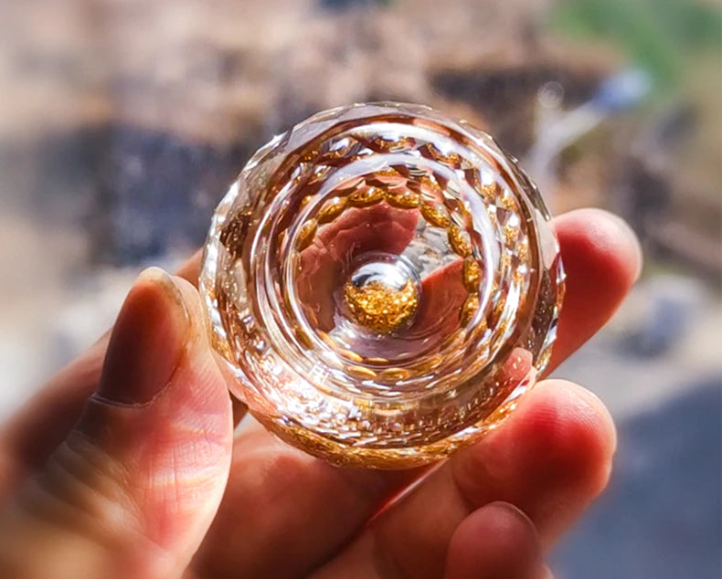 ALDO Kitchen & Dining > Tableware > Drinkware Luxury Lead Free Crystal Glass 24 karat Gold Foil Hand Blown Dimond Cut For Whisky Vodka Glasses