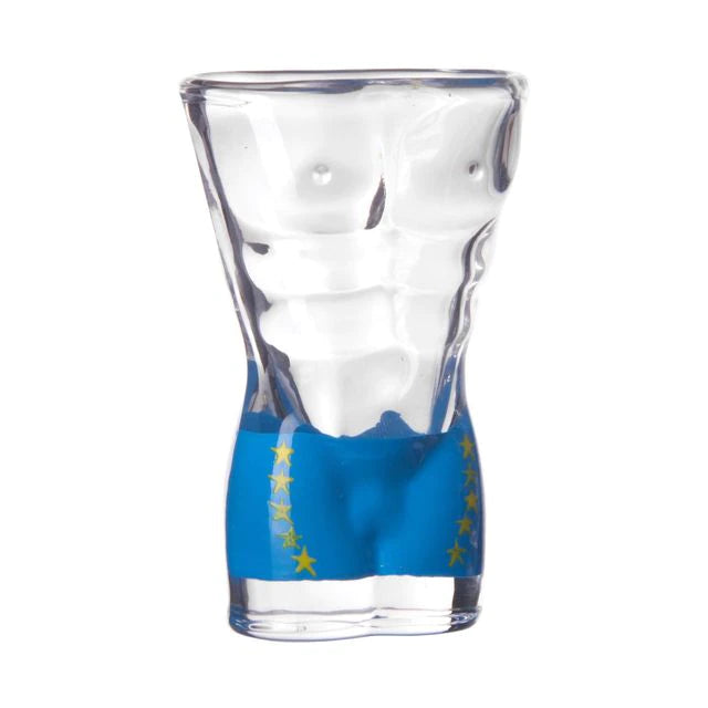 ALDO Kitchen & Dining > Tableware > Drinkware Man Fun Shot Glass Blue 30 ml / Lead free Crystal / 20.2 cm x 10.2 cm Female and Male Fun Glass for Beer,Cocktails, Vodka, Whiskey, Party and Home Bar