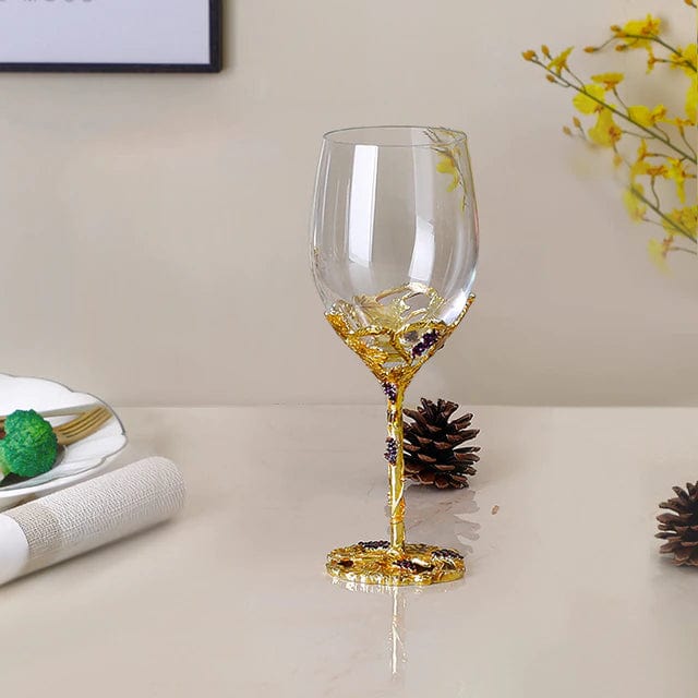 ALDO Kitchen & Dining > Tableware > Drinkware One Enamel Wine Glass / Crystal / Wine Glass: 21.5cm x 7cm x 8 cm. Wine Decanter: 27cm x 20 cm x 5.5 cm Wine Grape Design Enamel Lead Free Crystal Goblet Wine Glasses and Wine Decanter