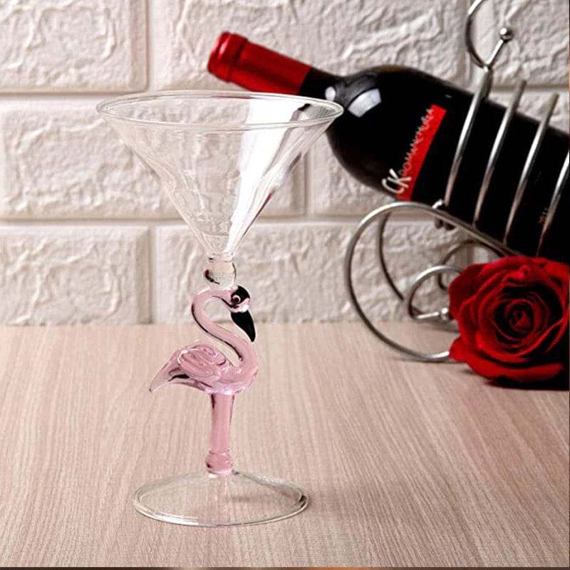 ALDO Kitchen & Dining > Tableware > Drinkware Pink Flamingo Fun Glasses for Martini, Wine, Cocktails, Beer ,Champagne Party and Home Bar