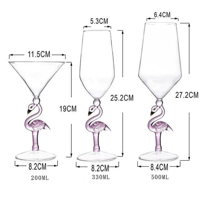 ALDO Kitchen & Dining > Tableware > Drinkware Pink Flamingo Fun Glasses for Martini, Wine, Cocktails, Beer ,Champagne Party and Home Bar