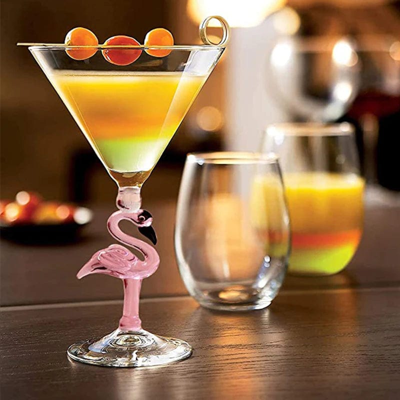 ALDO Kitchen & Dining > Tableware > Drinkware Pink Flamingo Fun Glasses for Martini, Wine, Cocktails, Beer ,Champagne Party and Home Bar