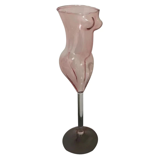 ALDO Kitchen & Dining > Tableware > Drinkware Pink / Lead free Crystal / 9.25"inch toll x 2.55" inches wide Muticolor Miss Wine Glass Female-shaped Glasses for Champagne,Whiskey, Wine, Cocktails,Glass, Goblet for Party Home Bar