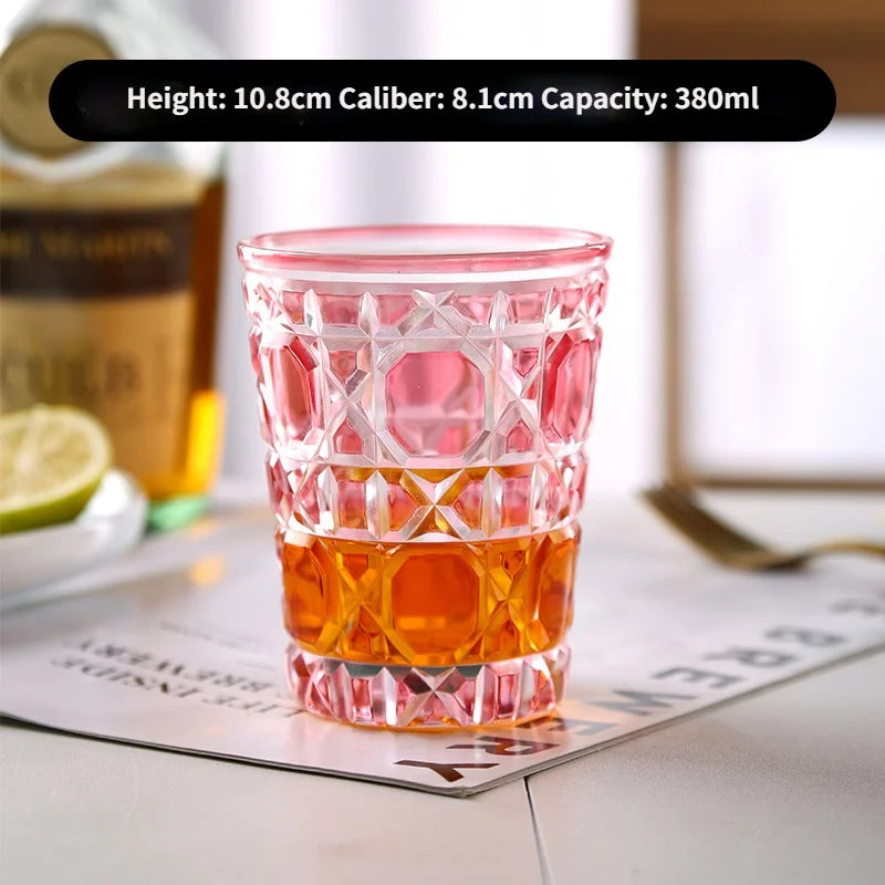ALDO Kitchen & Dining > Tableware > Drinkware Pink Muticolor New Style Crystal Glasses for Champagne,Whiskey, Wine, Cocktails,Whiskey, Vodka, Sake