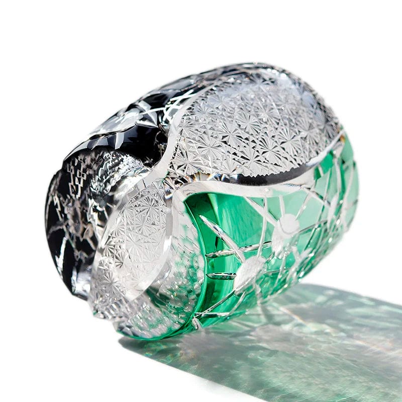 ALDO Kitchen & Dining > Tableware > Drinkware Private Collections Royal Court Black Green Planet Japanese Edo Kiriko Whiskey Crystal Diamond Cut Glass