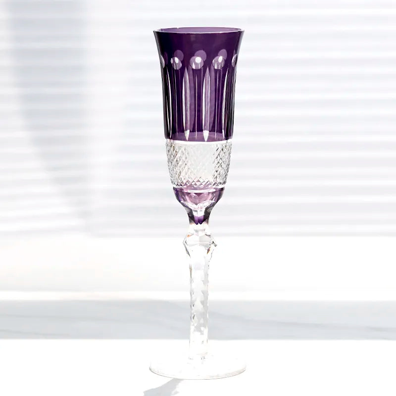 ALDO Kitchen & Dining > Tableware > Drinkware Purple Amazing Luxury Japanize Lead Free Hand Cut and Hand Blown Champagne Flute Crystal Glasses