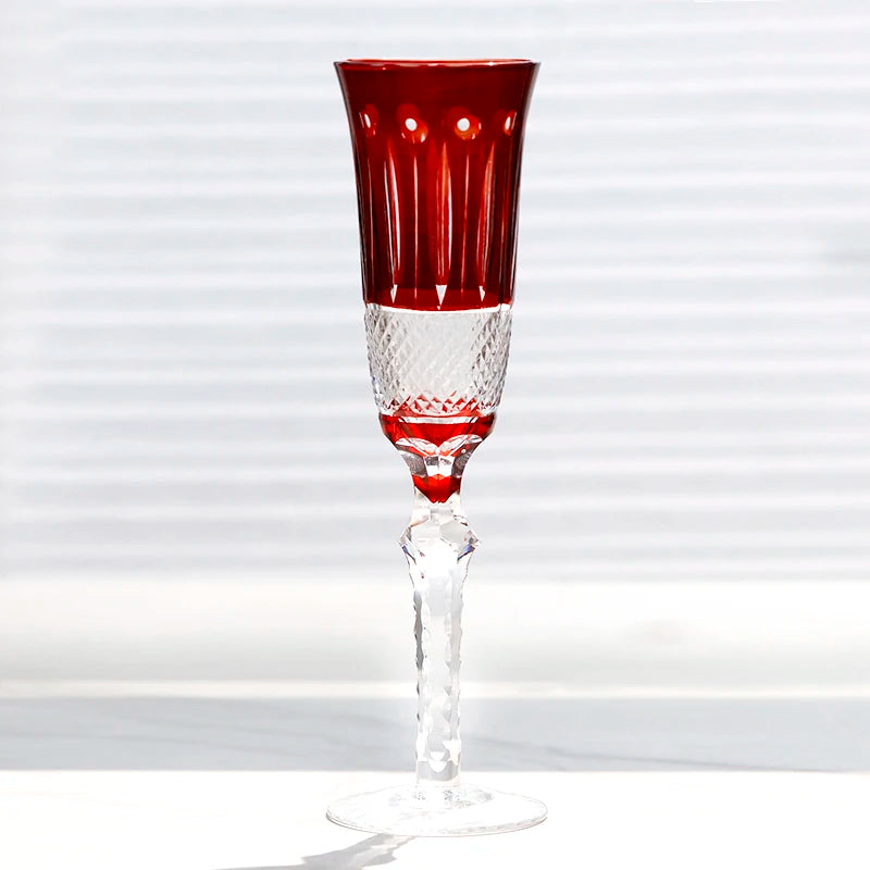 ALDO Kitchen & Dining > Tableware > Drinkware Red Amazing Luxury Japanize Lead Free Hand Cut and Hand Blown Champagne Flute Crystal Glasses