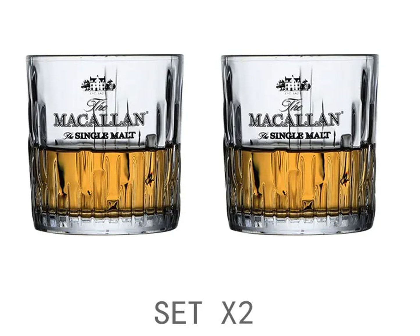 ALDO Kitchen & Dining > Tableware > Drinkware Set of Two Private Collection New Macallan Signature Single Malt Crystal Faceted Whiskey Lead-Free Glasses