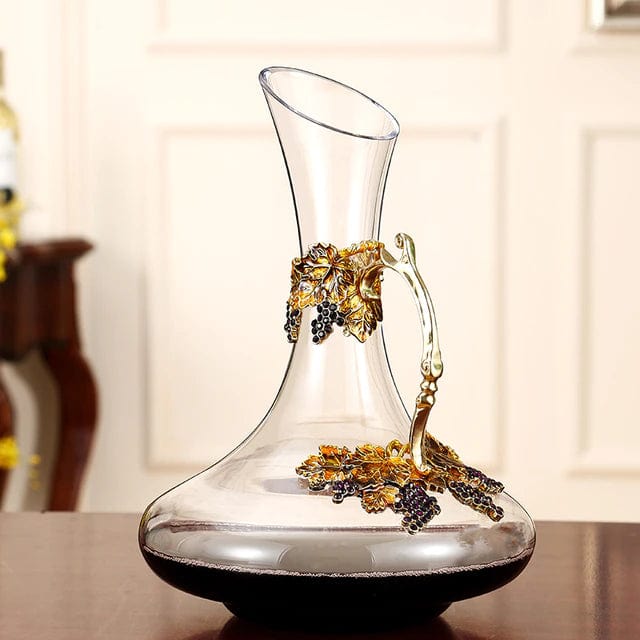 ALDO Kitchen & Dining > Tableware > Drinkware Wine Decanter / Crystal / Wine Glass: 21.5cm x 7cm x 8 cm. Wine Decanter: 27cm x 20 cm x 5.5 cm Wine Grape Design Enamel Lead Free Crystal Goblet Wine Glasses and Wine Decanter