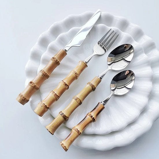 ALDO Kitchen & Dining / Tableware / Original Nature Bamboo Handle Stainless Steel Dinnerware Cutlery Sets