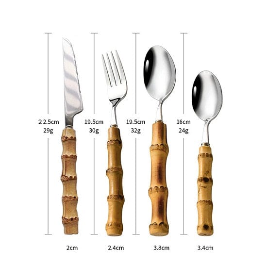 ALDO Kitchen & Dining / Tableware / Original Nature Bamboo Handle Stainless Steel Dinnerware Cutlery Sets