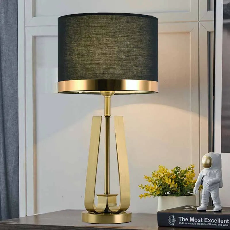 ALDO Lamps> Lighting & Ceiling Fans Modern Nautical Style Table Lamp Solid Capor with Fabric Shade