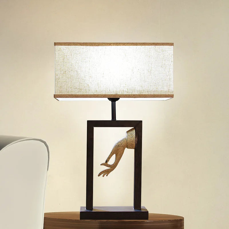 ALDO Lamps> Lighting & Ceiling Fans Modern Romantic Table LED Lamp Solid Wood with Fabric Shade