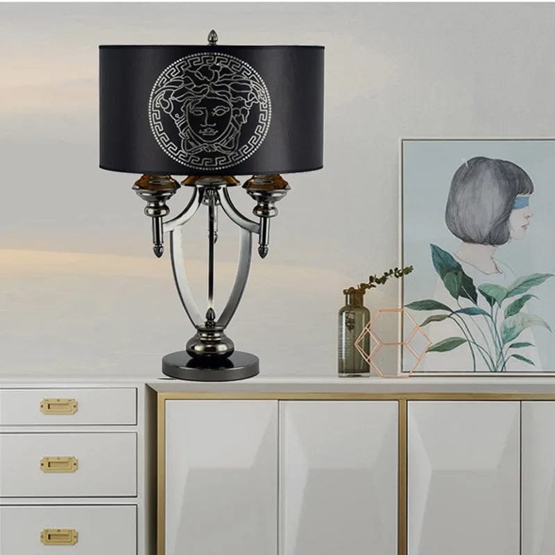 ALDO Lighting > Lamps Medium Versace Style Fabric Lampshade Large Table Top Lamps