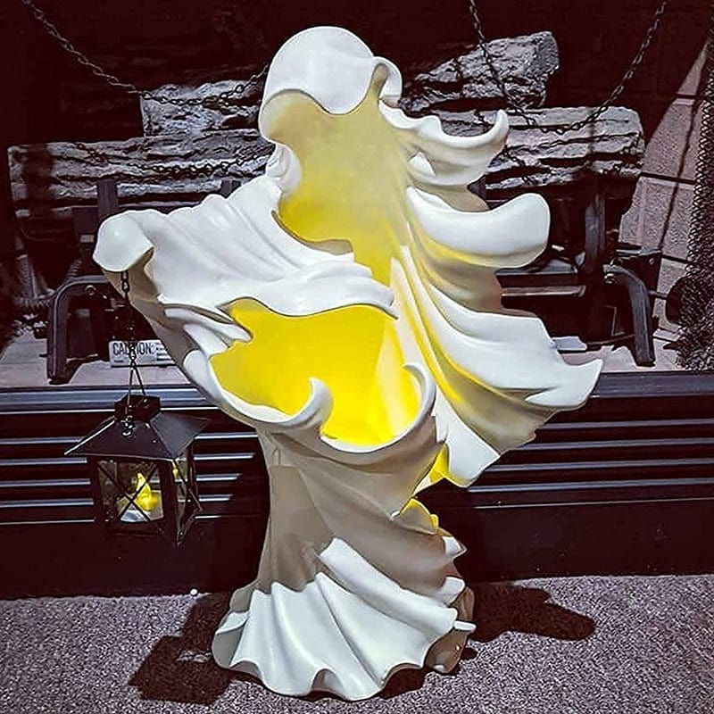 ALDO Lighting > Lighting Fixtures > Ceiling Light Fixtures 5"D x 5"W x 8"H Inches / new / resin Sculptural Hell's Messenger with Lantern Light Halloween Scary Statue
