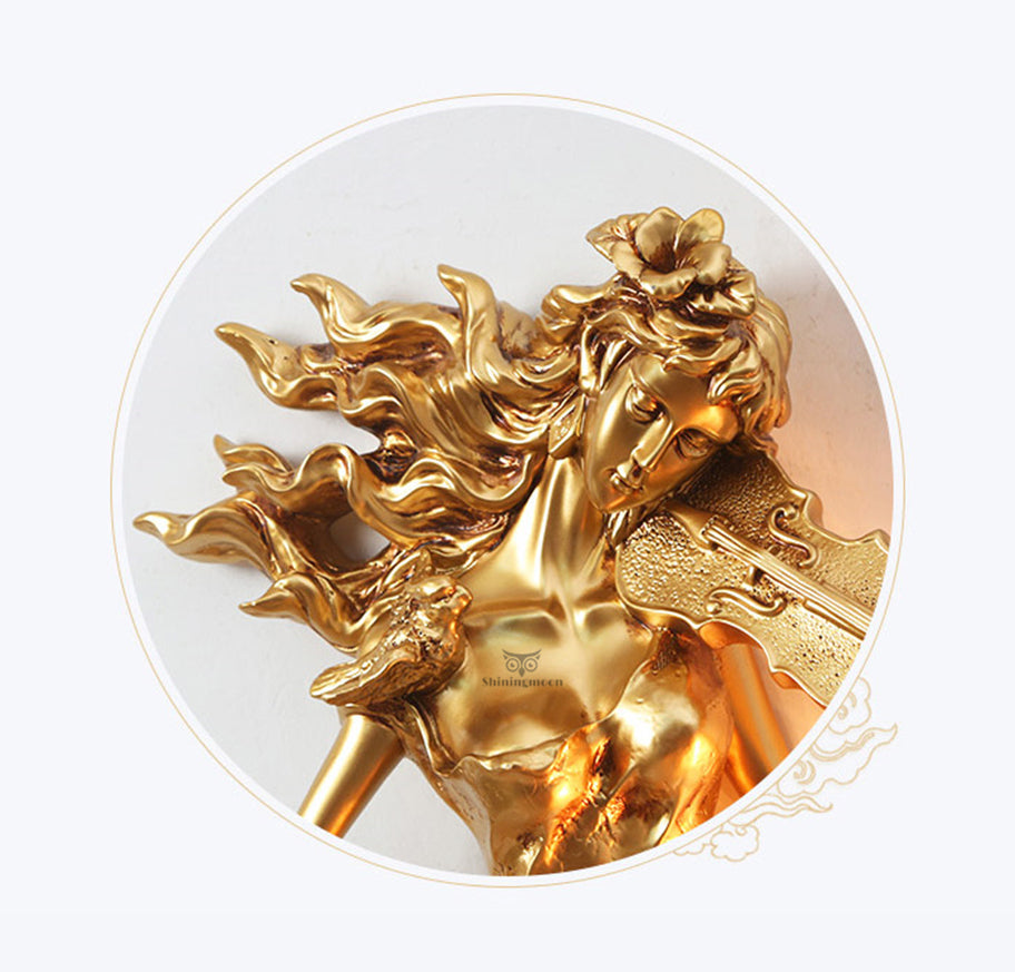 ALDO Lighting > Lighting Fixtures > Ceiling Light Fixtures European Retro Sculptural Woman with Violin Lamp Sconce Light, Indoor Fixture