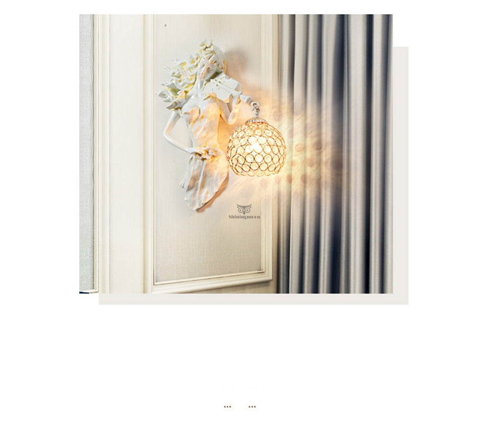 ALDO Lighting > Lighting Fixtures > Ceiling Light Fixtures European Retro Sculptural Woman with Violin Lamp Sconce Light, Indoor Fixture