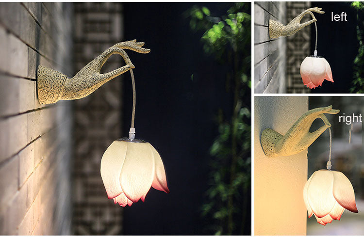 ALDO Lighting > Lighting Fixtures > Ceiling Light Fixtures Lotus Style Sculptural Wall LED Bulb Lamp Sconce
