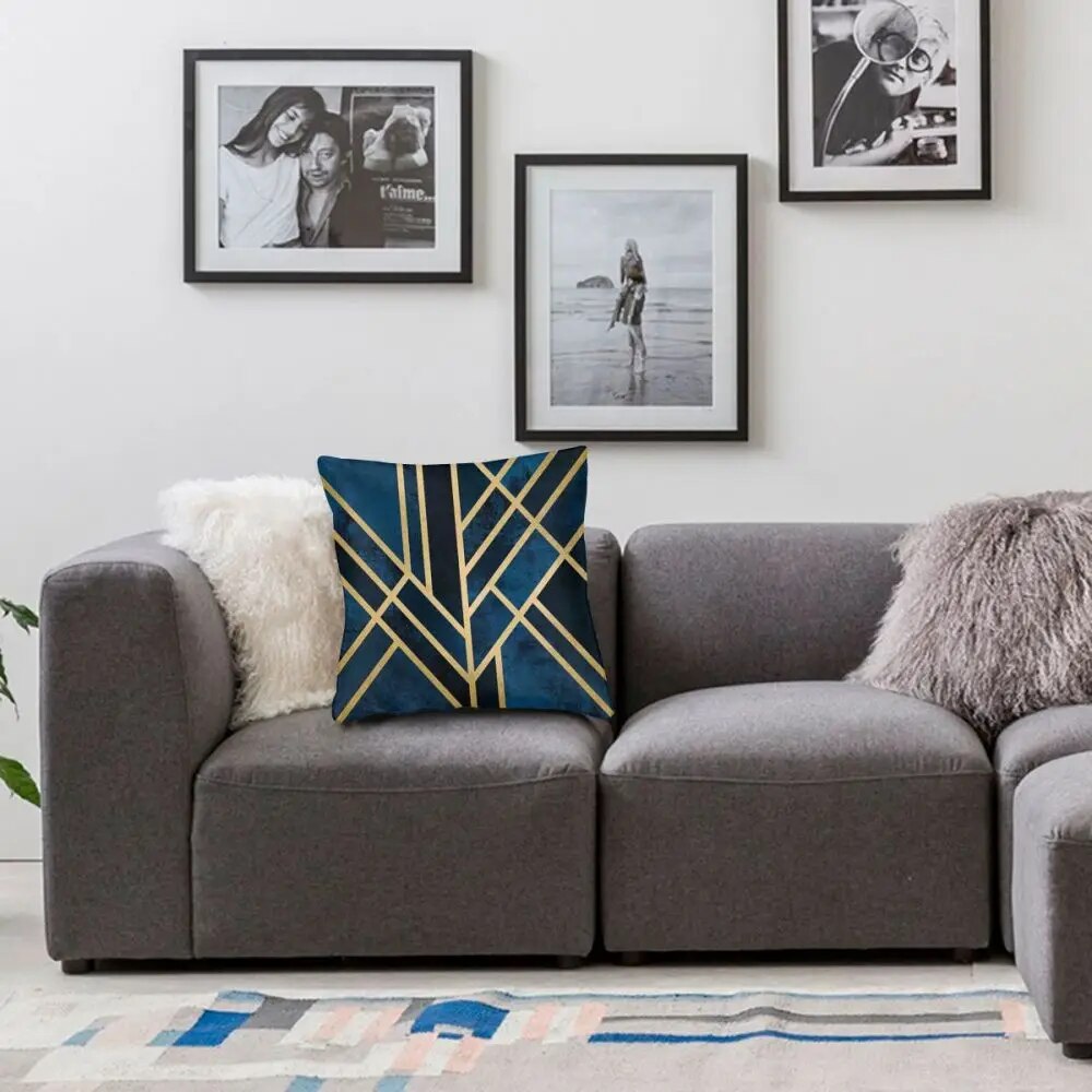 ALDO Linens & Bedding > Bedding > Pillowcases & Shams Art Deco Geometric Graphic Design Midnight Throw Polyester Pillow Cover
