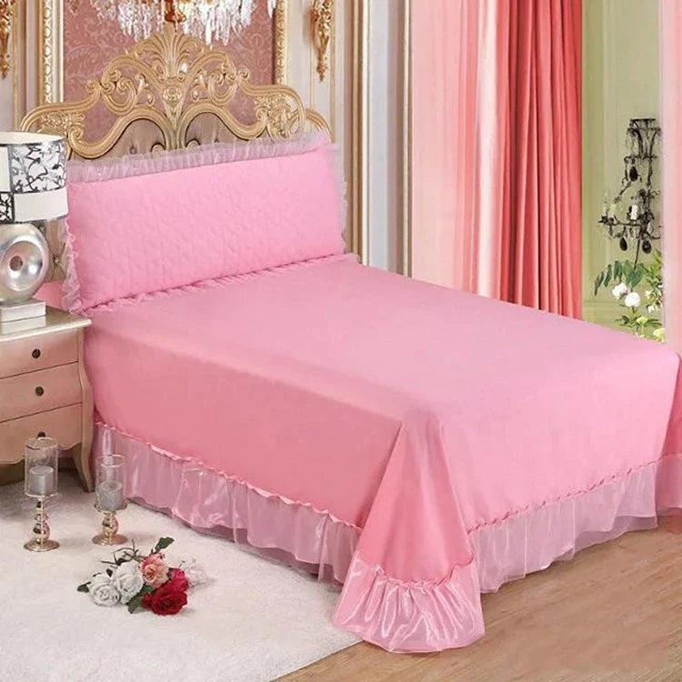 ALDO Linens & Bedding > Bedding > Quilts & Comforters Luxury Pink Lace Princess Satin Cotton Duvet Cover Bedding Set With Pillow Covers