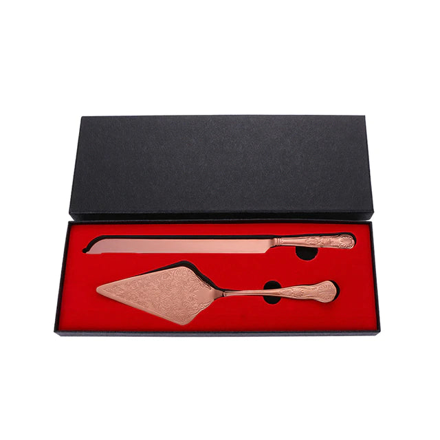 ALDO Party & Celebration > Party Supplies > Party Favors > Wedding Favors New / Stainless steel / Cake Knife cutter: 13.42 inch / 34.1 cm Cake shovel: 11.37 onch / 28.9 lenox Beutiful Laxury Bride and Groom French Court Rose Gold Cake Knife and Cake Shovel Set