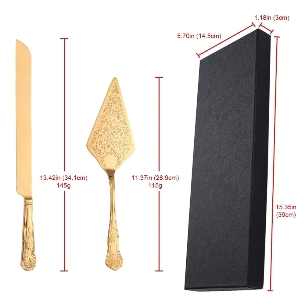 ALDO Party & Celebration > Party Supplies > Party Favors > Wedding Favors New / Stainless steel / Cake Knife cutter: 13.42 inch / 34.1 cm Cake shovel: 11.37 onch / 28.9 lenox Beutiful Laxury Bride and Groom French Court Golden Cake Knife and Cake Shovel Set
