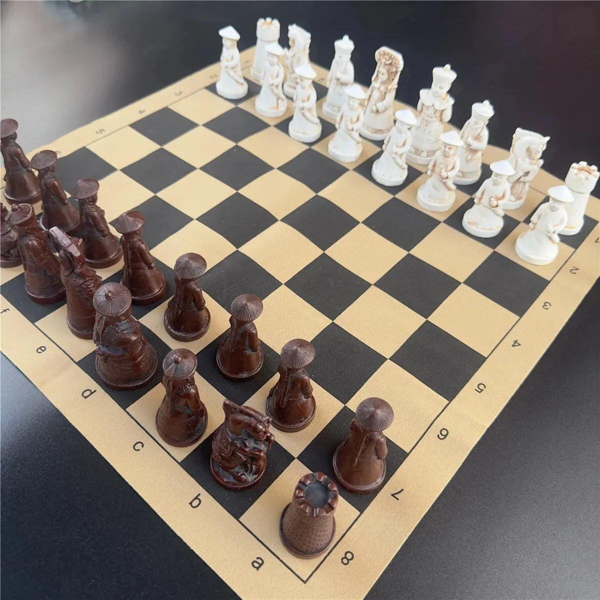 ALDO Party & Celebration > Party Supplies > Party Games Large 3D Antique Set with Chess Board Qing Soldier Resin Chess Pieces with Leather Chessboard