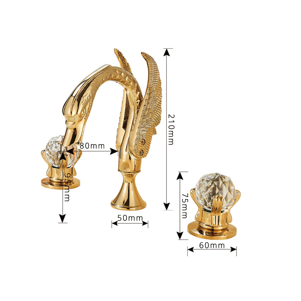 ALDO Plumbing Fixture Hardware & Parts > Faucet Accessories > Faucet Handles & Controls Contemporary Swan Bathroom Basin Faucet Brass Deck Mounted Double Crystal Handles