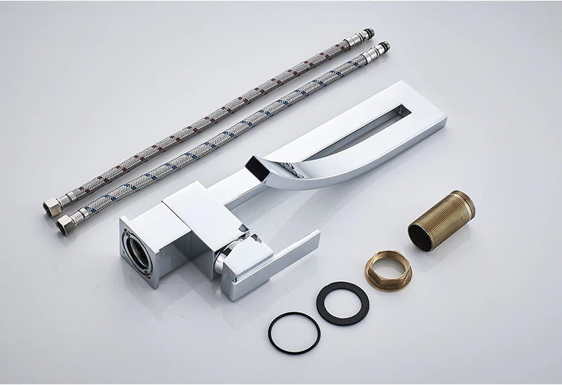 ALDO Plumbing Fixture Hardware & Parts > Faucet Accessories > Faucet Handles & Controls Luxury Contemporary Style Bathroom Waterfall Twisted Tower Basin Faucet.