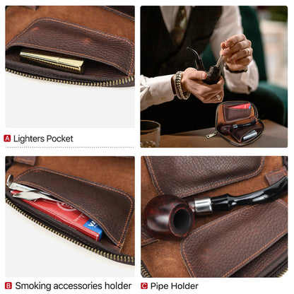 Genuine Lather High-quality Case Bag for Pipes Filters and Lighters