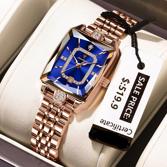 Elegant  Luxury Quartz Waterproof Watch For Women with lab Diamonds