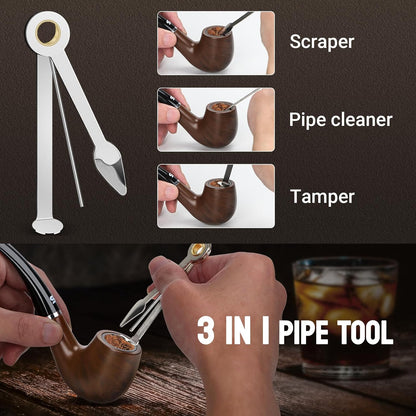 Natural Wood Pipe With Tools and  Set with Pipe Holder and Storage Bag Various Accessories Gift Box