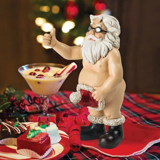 ALDO Artwork Sculptures & Statues 4"Wx3½"Dx8"H. 1 lb. / NEW / resin Santa Unwrapped Father Christmas Holiday Statue