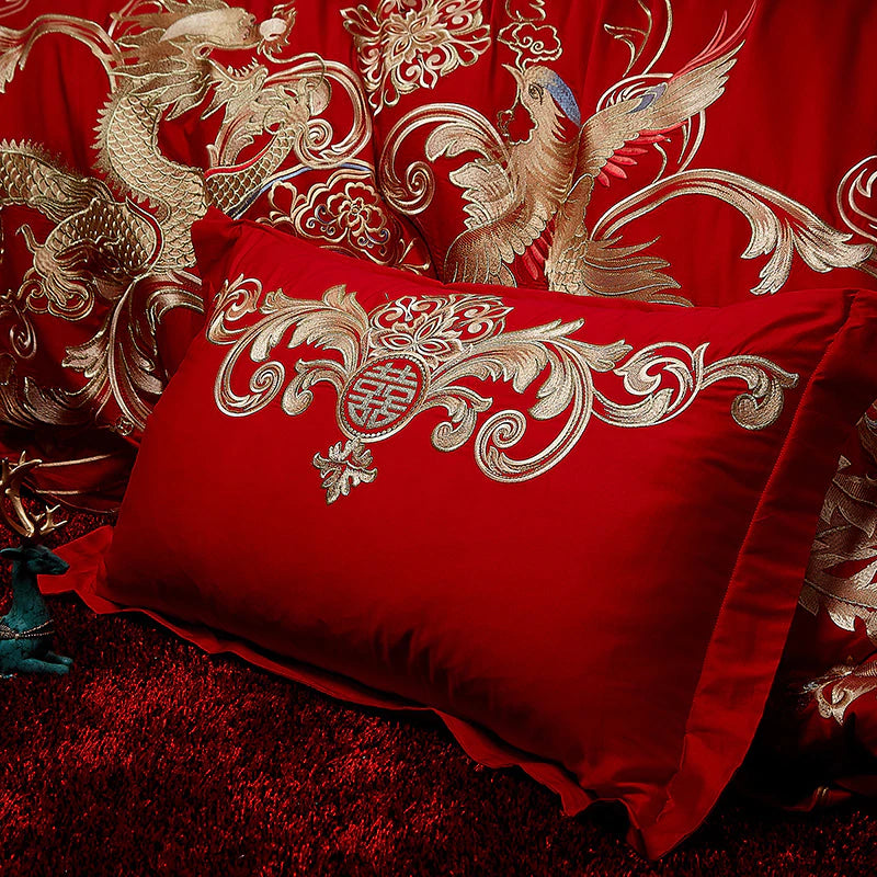 ALDO Bedding >Comforters & Sets Gold Phoenix Luxury Royal Egyptian Cotton Red Duvet Cover Set