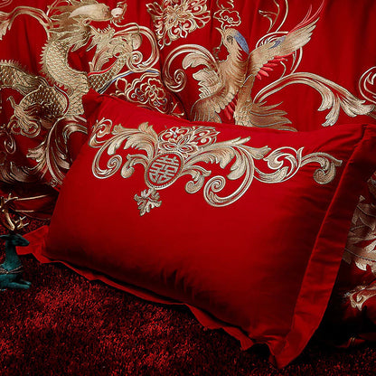 ALDO Bedding >Comforters & Sets Gold Phoenix Luxury Royal Egyptian Cotton Red Duvet Cover Set
