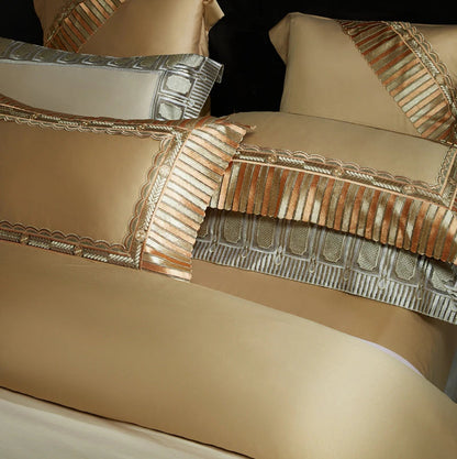 ALDO Bedding >Comforters & Sets Luxury Gold Horse Lace Edge Embroidery Palace Bedding Set Bamboo Fiber Cotton Cozy Quilt Cover Set Bed Sheet & Pillowcases