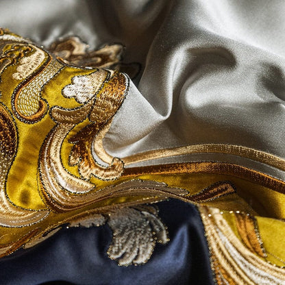 ALDO Bedding >Comforters & Sets Sultan's Finest Royal Blue Style Luxury Duvet Set Egyptian Cotton With Golden Embroidery