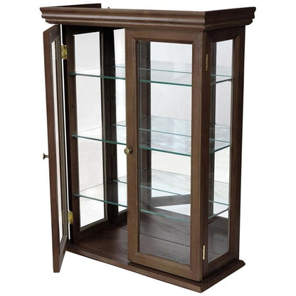 ALDO Cabinets & Storage>Curio Tuscan Country Style Handmade Hardwood Walnut Finish Wall Curio Cabinet