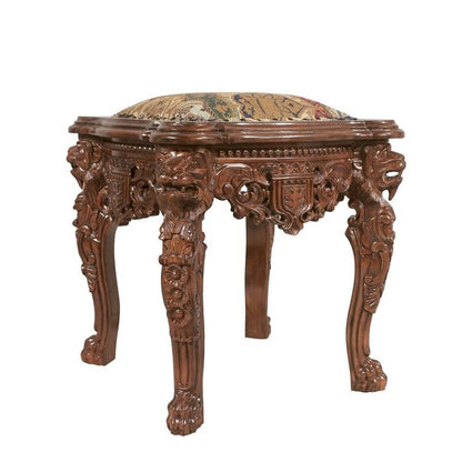 ALDO Chairs Throne 26"Wx24.5"Dx54"H    Stool: 24"Wx24"Dx24.5"H. 35 l / NEW / wood Medieval Antique Replica Solid Mahogany Throne Arm Chair and Ottoman Set By Artist Lord Raffles