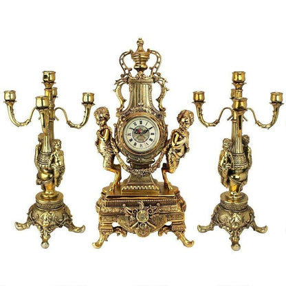 ALDO Clocks Desk & Shelf Clocks Golden Rococo Grand Mantel Clock And Candelabras Angels Cherubs  Assembly