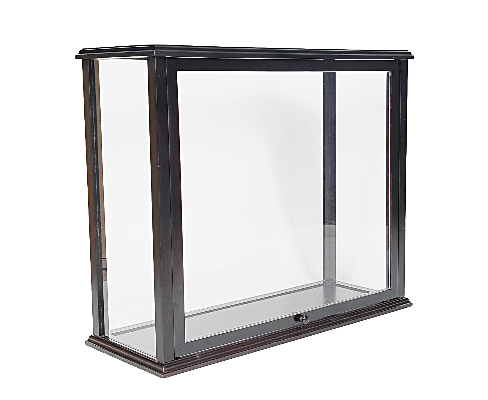 ALDO Creative Arts Collectibles Scale Model Outside:  L: 35.4 W: 13.5 H: 29.5 Inches  Inside: L: 32.5 x W: 12 x H: 29 inches. / NEW / Mahogany Wood with Plexiglass Panels Display Case Front Open Table Top Wood with Plexiglass Panels Cabinet for Midsize Tall Ship  and BoatsModels